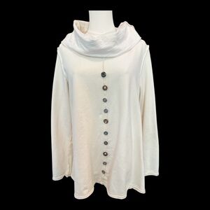 🤍 EUC NEON BUDDHA Cream Cowl Neck Sweatshirt w/ Buttons | Women’s Sz S